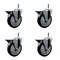 Service Caster 5'' Black Poly Swivel 7/16'' Grip Ring Stem Caster Set with Brake, 4PK SCC-GR20S514-PPUB-BLK-PLB-716138-4 - alternate 1